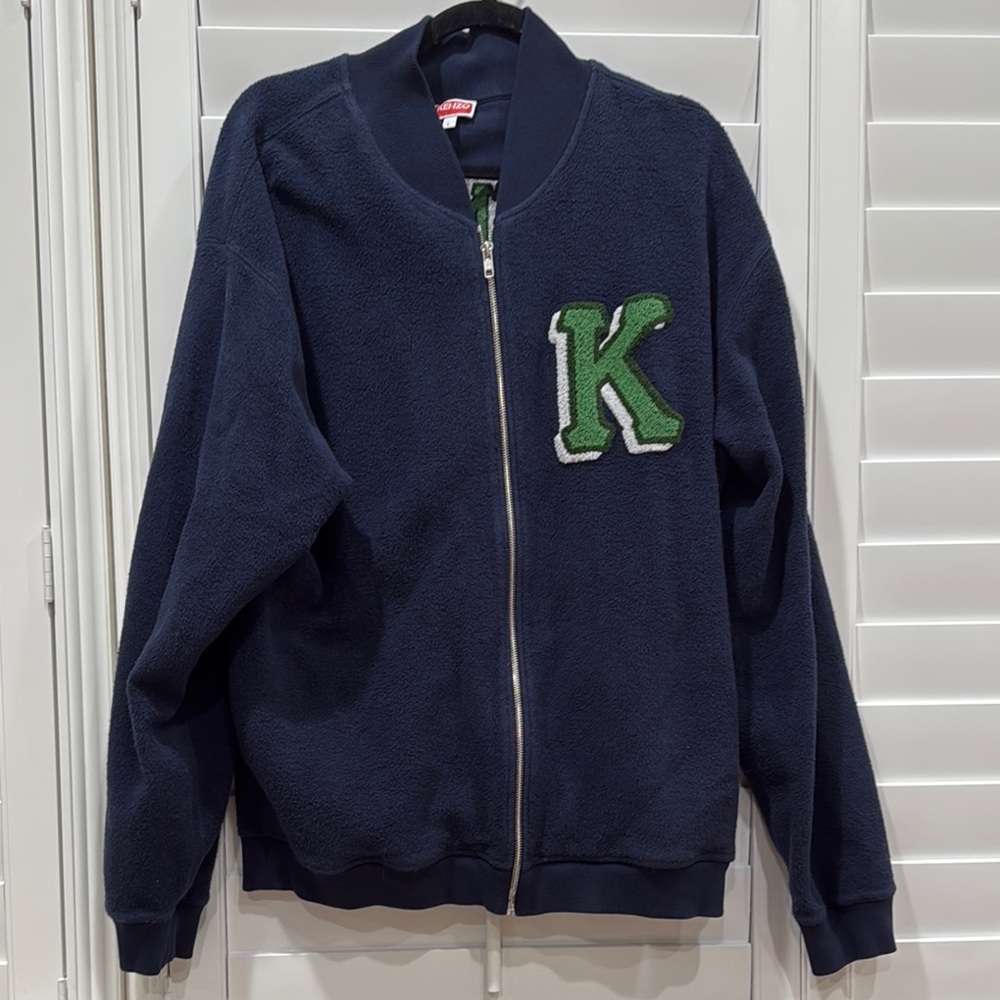 KENZO BACK LOGO SHERPA ZIP BOMBER